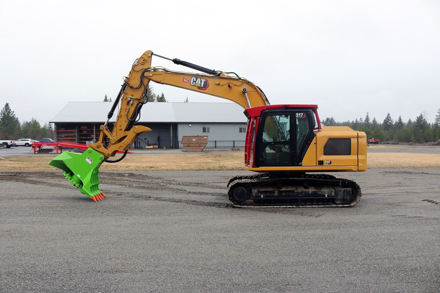 Caterpillar 317NG Excavator equipped with HEA Custom Guarding and AFE RDM44EX