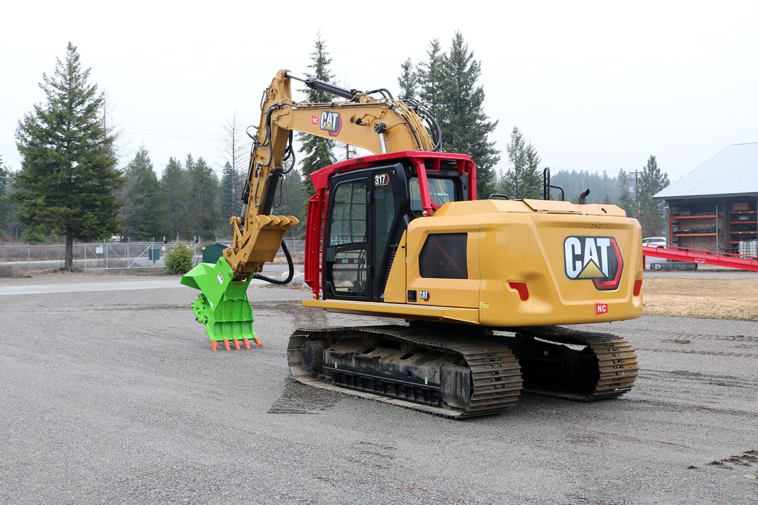 Caterpillar 317NG Excavator equipped with HEA Custom Guarding and AFE RDM44EX