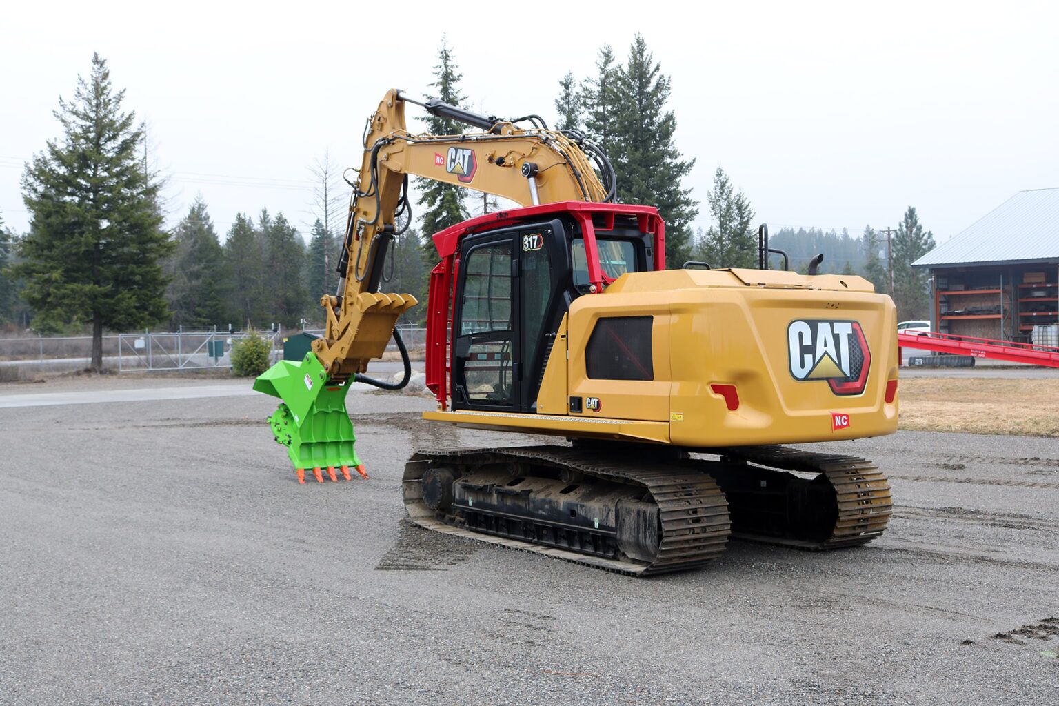 Caterpillar 317NG Excavator equipped with HEA Custom Guarding and AFE RDM44EX