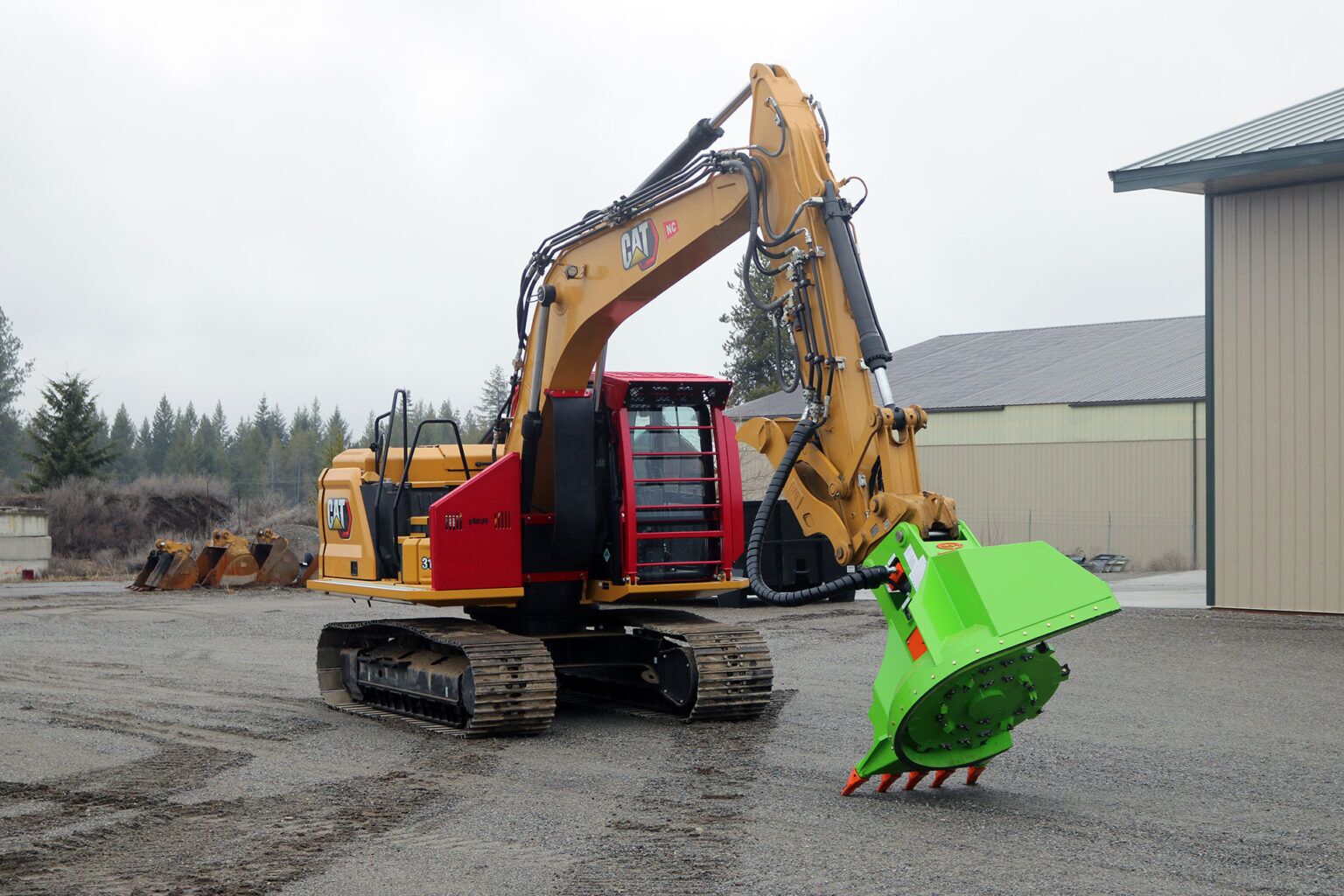 Caterpillar 317NG Excavator equipped with HEA Custom Guarding and AFE RDM44EX