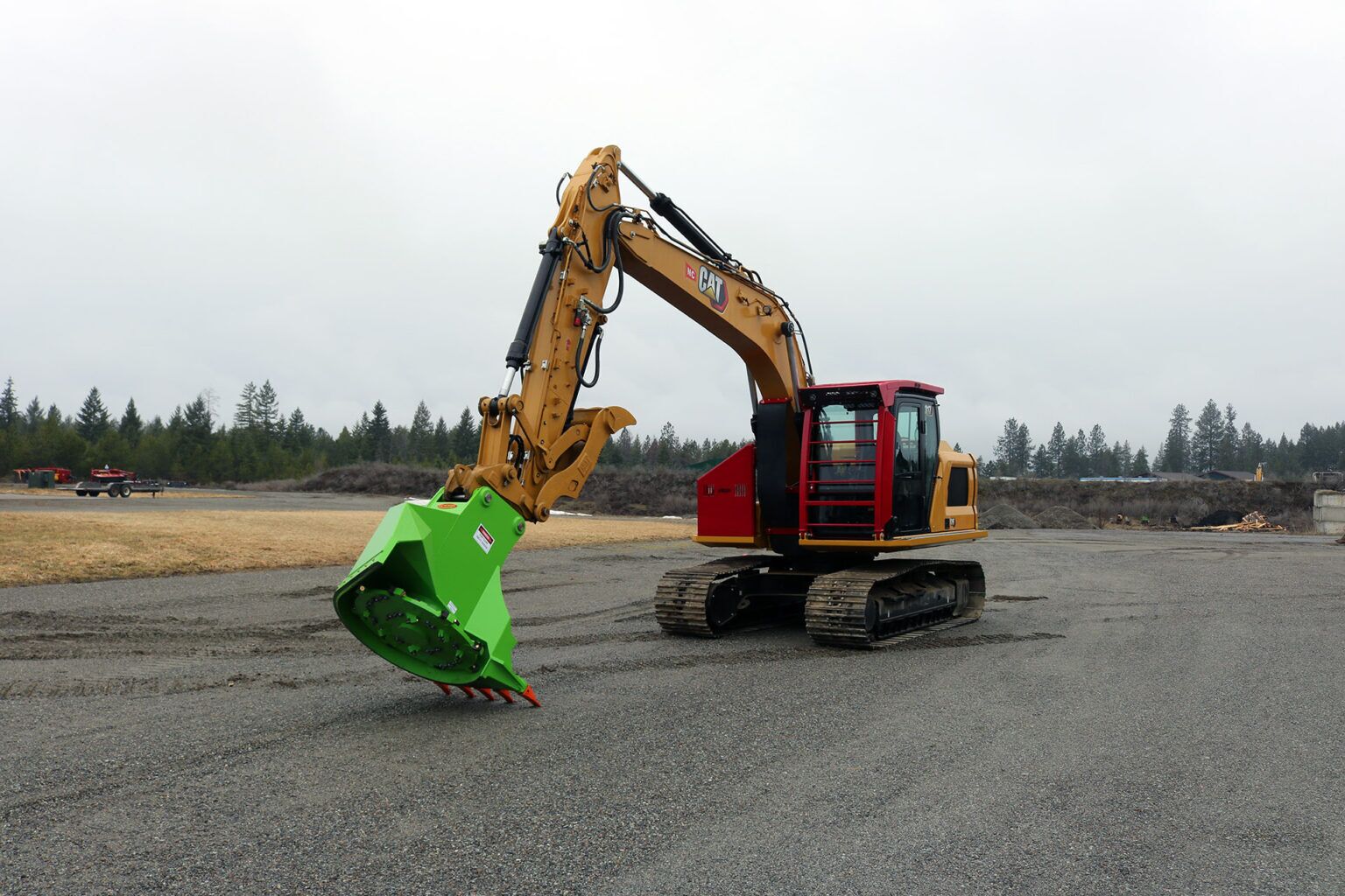 Caterpillar 317NG Excavator equipped with HEA Custom Guarding and AFE RDM44EX