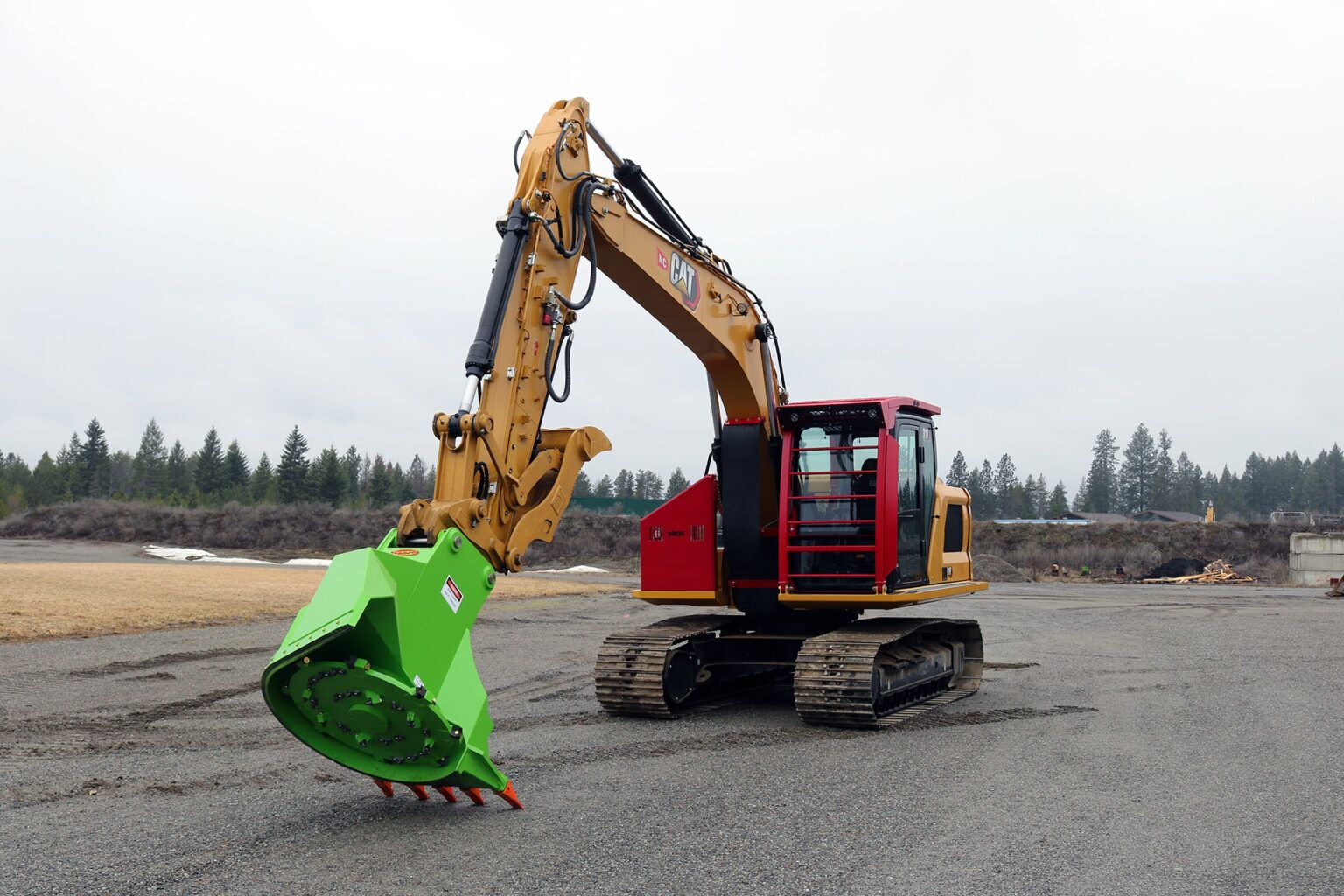 Caterpillar 317NG Excavator equipped with HEA Custom Guarding and AFE RDM44EX