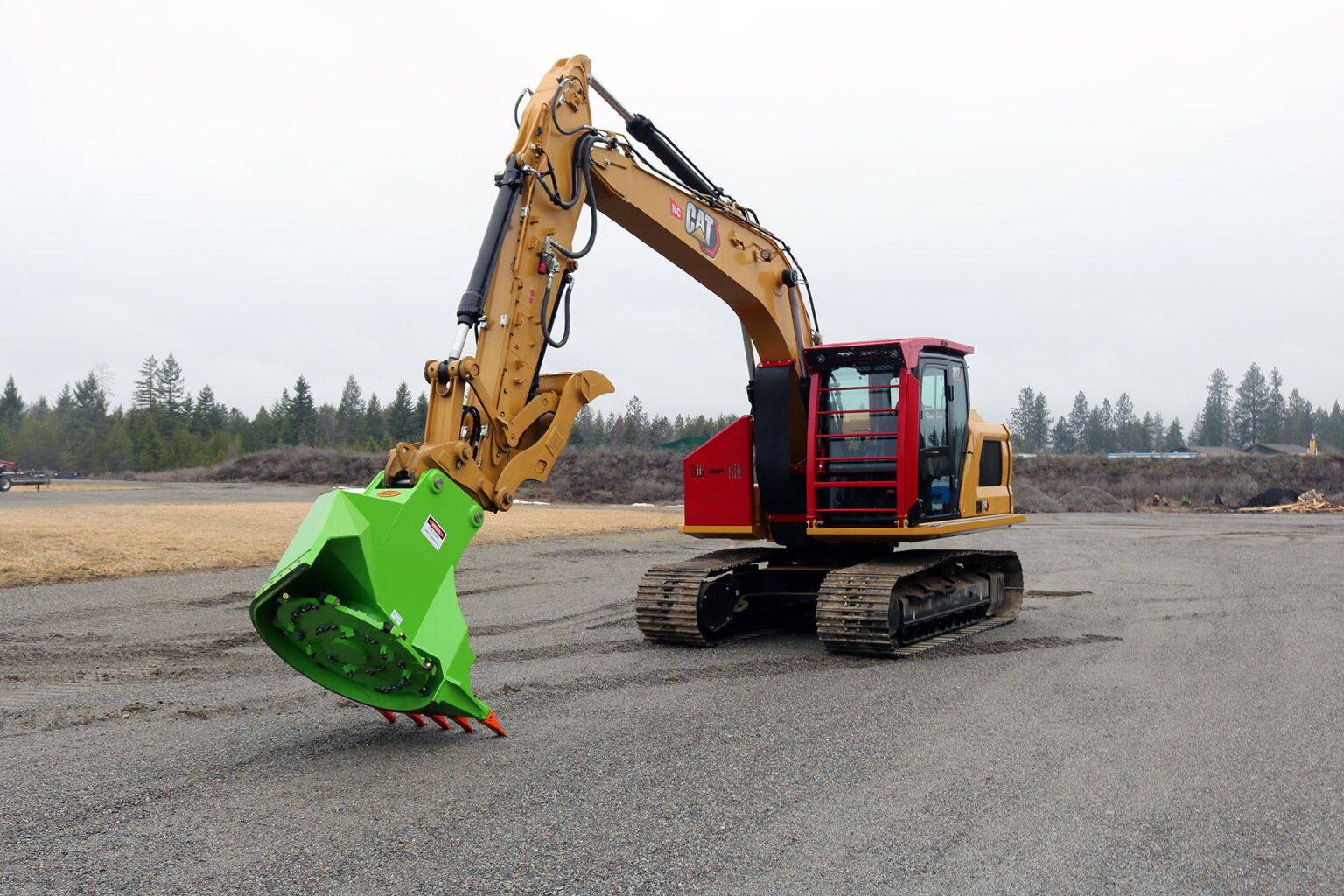 Caterpillar 317NG Excavator equipped with HEA Custom Guarding and AFE RDM44EX