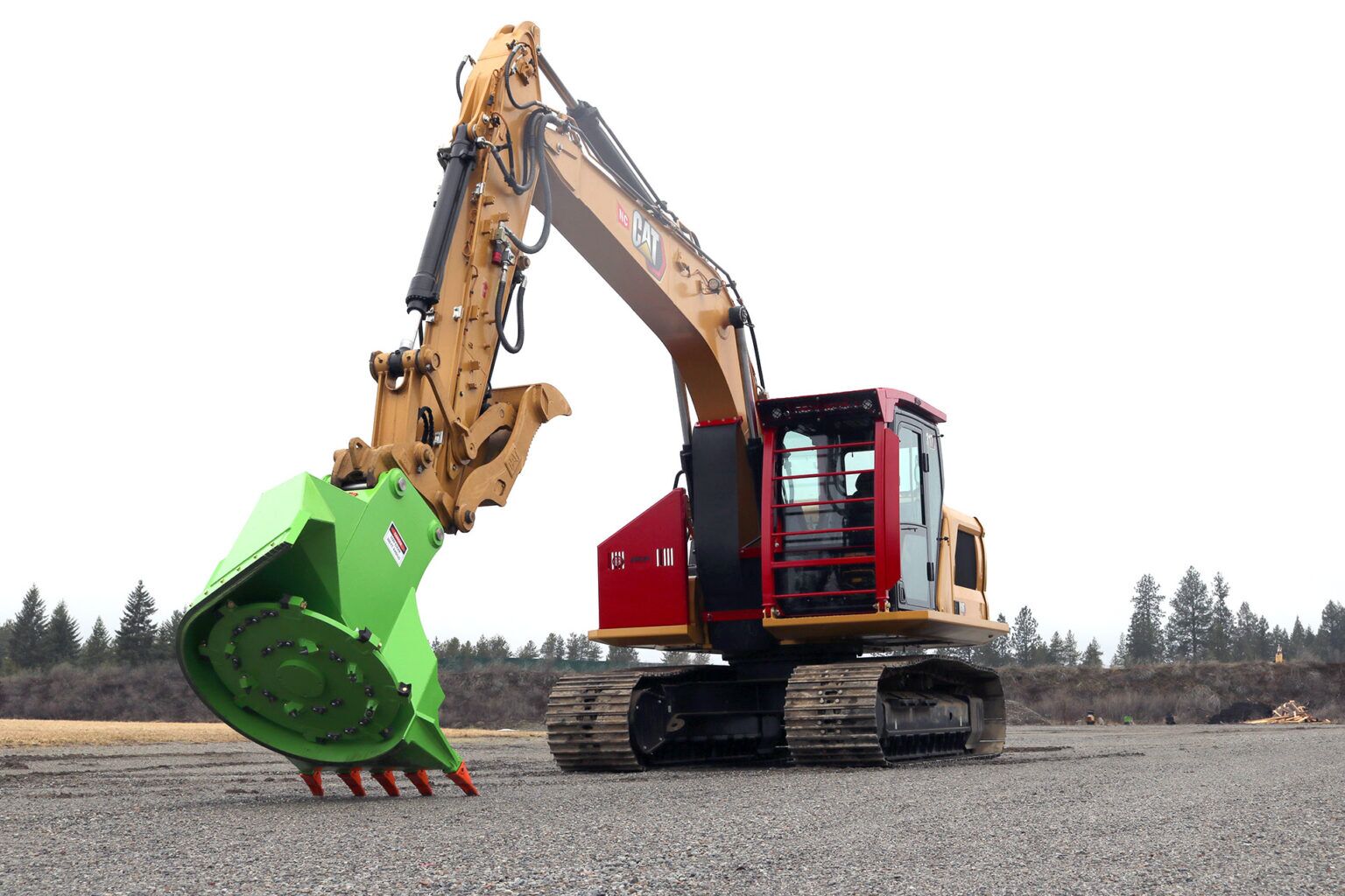 Caterpillar 317NG Excavator equipped with HEA Custom Guarding and AFE RDM44EX