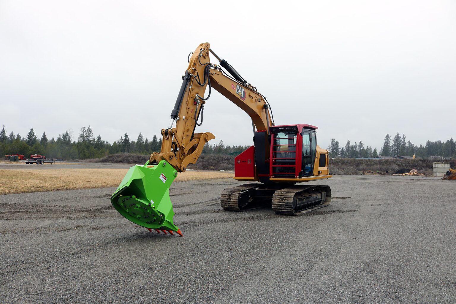 Caterpillar 317NG Excavator equipped with HEA Custom Guarding and AFE RDM44EX